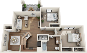 The Cambridge - Two Bedroom / One Bath - 863 Sq. Ft.*